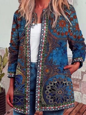 Modern Regular Fit Floral Long Sleeve Coat - Image 3