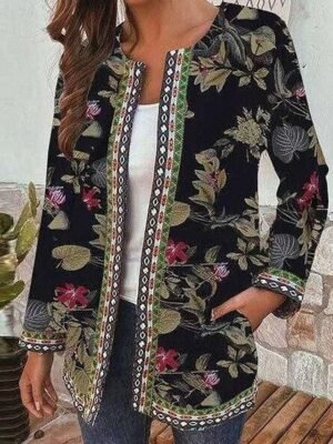 Modern Regular Fit Floral Long Sleeve Coat - Image 4