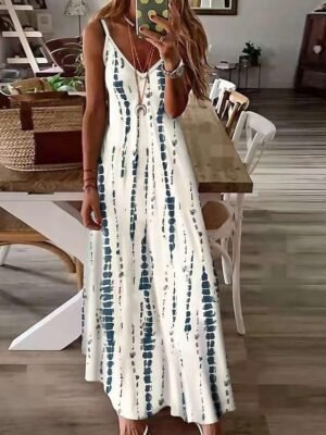 Modern Regular Fit Floral Spaghetti Strap Sleeveless Maxi Dress - Image 2