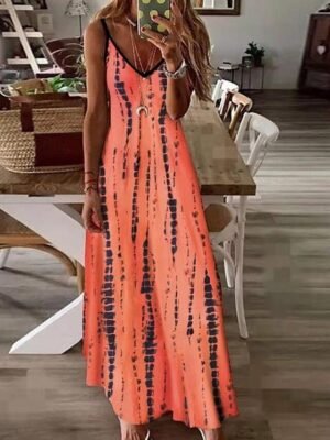Modern Regular Fit Floral Spaghetti Strap Sleeveless Maxi Dress - Image 3
