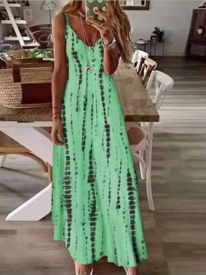 Modern Regular Fit Floral Spaghetti Strap Sleeveless Maxi Dress - Image 5