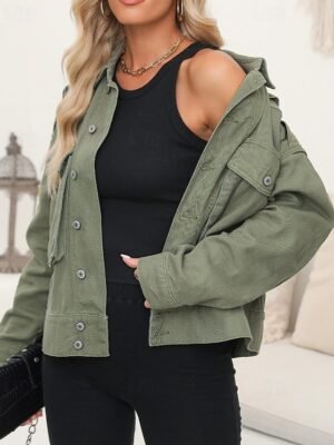 Modern Regular Fit Plain Turndown Long Sleeve Jacket - Image 1
