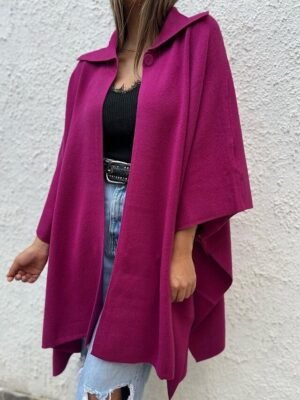 Modern Regular Fit Plain Turndown Long Sleeve Long Trench Coat - Image 2