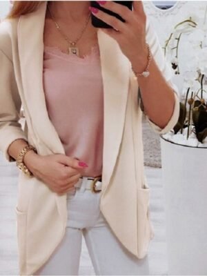 Modern Regular Fit Plain Turndown Long Sleeve Blazer - Image 2