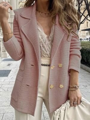 Modern Regular Fit Plain Turndown Long Sleeve Blazer - Image 4
