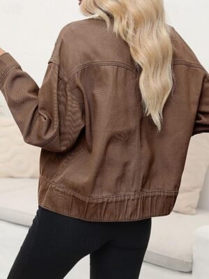 Modern Regular Fit Plain Turndown Long Sleeve Jacket - Image 6