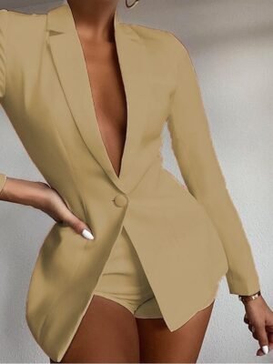 Modern Regular Fit Plain Turndown Long Sleeve Blazer - Image 7