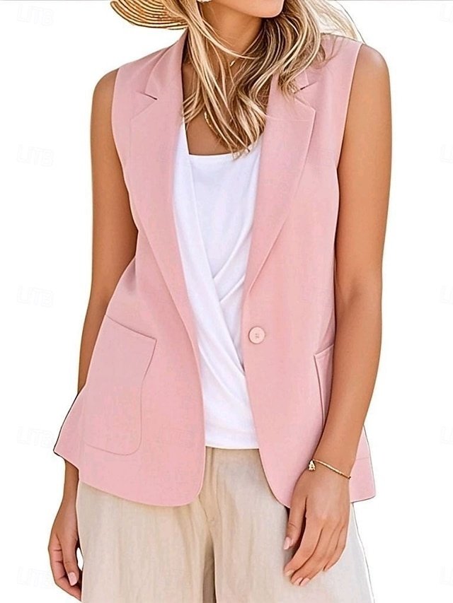 Modern Regular Fit Plain V Neck Sleeveless Vest Blazer - Image 1