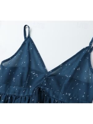 Modern Regular Fit Plain V Neck Sleeveless Midi Dress - Image 6