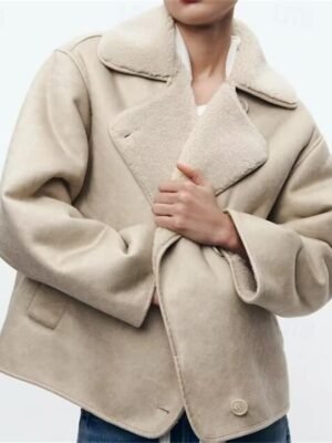 Modern Regular Fit Solid Lapel Long Sleeve Jacket - Image 3