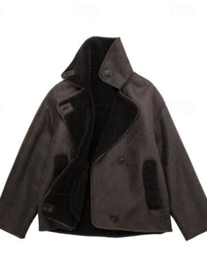Modern Regular Fit Solid Lapel Long Sleeve Jacket - Image 4