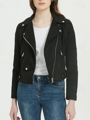 Modern Regular Fit Solid Peaked Lapel Long Sleeve Jacket - Image 25