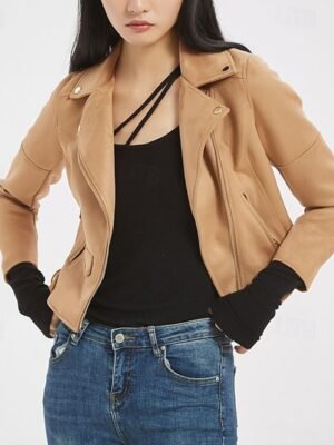 Modern Regular Fit Solid Peaked Lapel Long Sleeve Jacket - Image 32