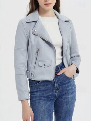 Modern Regular Fit Solid Peaked Lapel Long Sleeve Jacket - Image 5