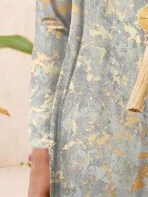 Modern Regular Fit Tie Dye Crew Neck Long Sleeve Maxi Dress - Image 2