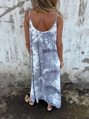 Modern Regular Fit Tie Dye Spaghetti Strap Sleeveless Maxi Slip Dress - Image 15
