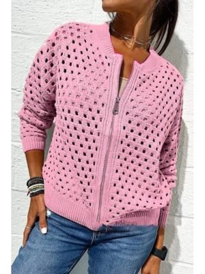 Modern Regular Plain Crew Neck Long Sleeve Top - Image 12