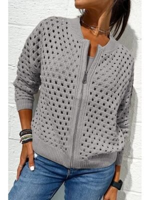 Modern Regular Plain Crew Neck Long Sleeve Top - Image 7