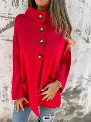 Modern Regular Plain Stand Collar Long Sleeve Casual Jacket - Image 5
