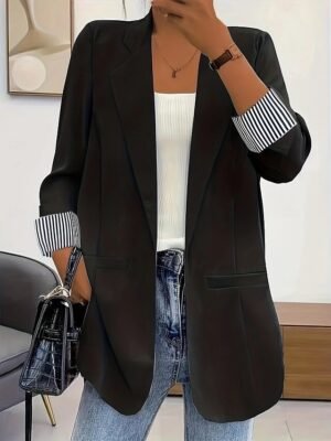 Modern Regular Plain Turndown Long Sleeve Blazer - Image 1