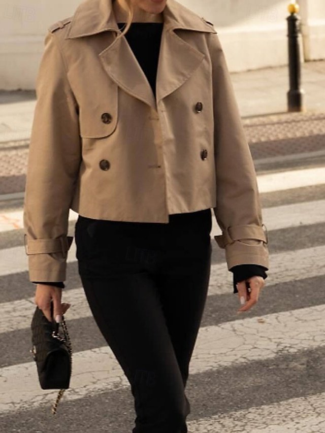 Modern Regular Plain Turndown Long Sleeve Jacket - Image 1