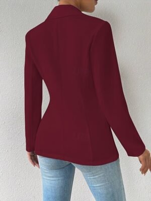 Modern Regular Plain Turndown Long Sleeve Blazer - Image 10
