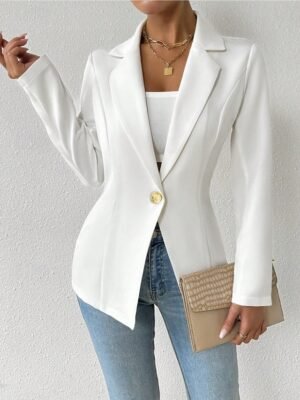 Modern Regular Plain Turndown Long Sleeve Blazer - Image 15