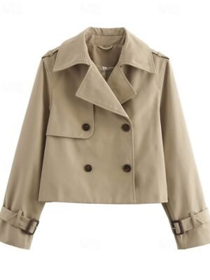 Modern Regular Plain Turndown Long Sleeve Jacket - Image 15