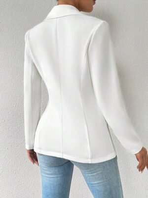 Modern Regular Plain Turndown Long Sleeve Blazer - Image 19