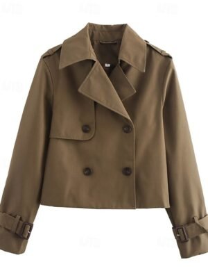 Modern Regular Plain Turndown Long Sleeve Jacket - Image 2