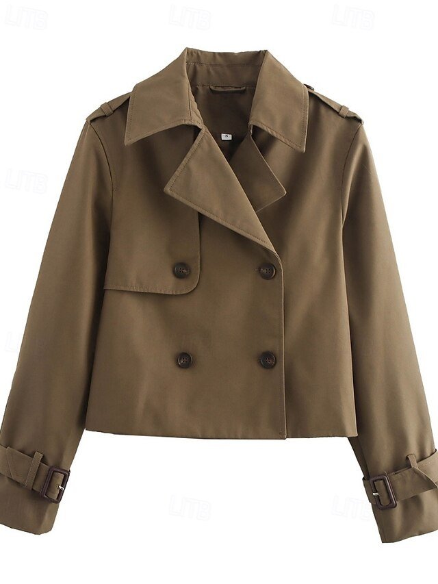 Modern Regular Plain Turndown Long Sleeve Jacket - Image 2