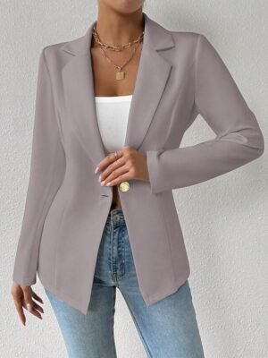 Modern Regular Plain Turndown Long Sleeve Blazer - Image 2
