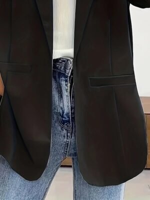 Modern Regular Plain Turndown Long Sleeve Blazer - Image 2