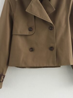 Modern Regular Plain Turndown Long Sleeve Jacket - Image 5