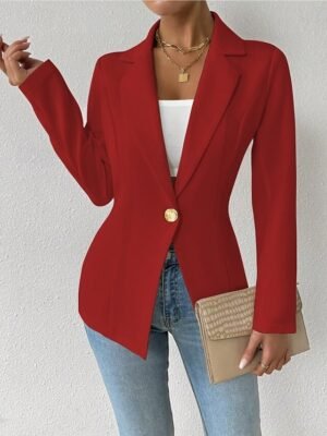 Modern Regular Plain Turndown Long Sleeve Blazer - Image 6
