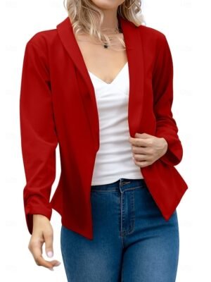 Modern Slim Fit Plain Turndown Long Sleeve Blazer - Image 1