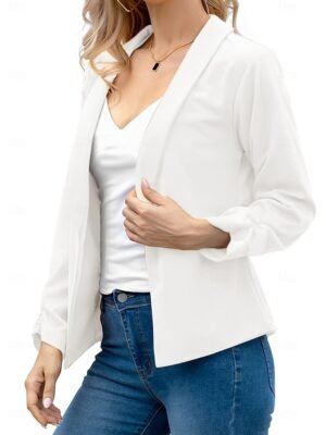 Modern Slim Fit Plain Turndown Long Sleeve Blazer - Image 12