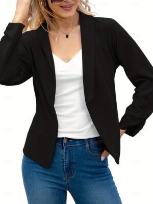 Modern Slim Fit Plain Turndown Long Sleeve Blazer - Image 13