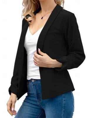Modern Slim Fit Plain Turndown Long Sleeve Blazer - Image 14