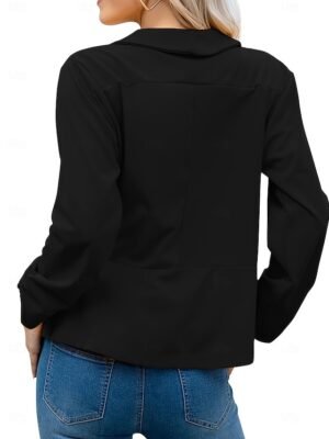 Modern Slim Fit Plain Turndown Long Sleeve Blazer - Image 15