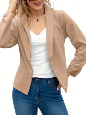 Modern Slim Fit Plain Turndown Long Sleeve Blazer - Image 17
