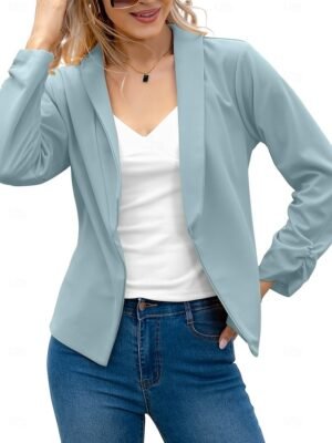 Modern Slim Fit Plain Turndown Long Sleeve Blazer - Image 19