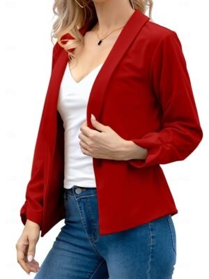 Modern Slim Fit Plain Turndown Long Sleeve Blazer - Image 2