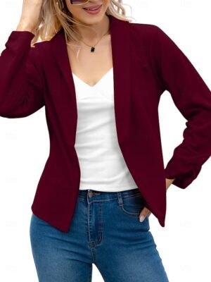 Modern Slim Fit Plain Turndown Long Sleeve Blazer - Image 5