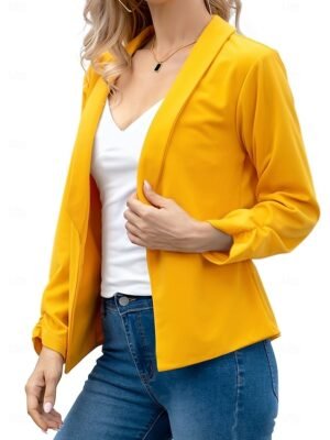 Modern Slim Fit Plain Turndown Long Sleeve Blazer - Image 6