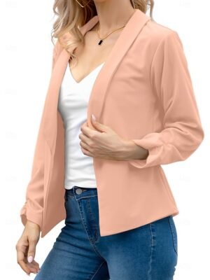 Modern Slim Fit Plain Turndown Long Sleeve Blazer - Image 8