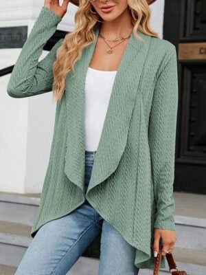 Office Regular Fit Solid Ruffle Long Sleeve Outerwear - Image 3