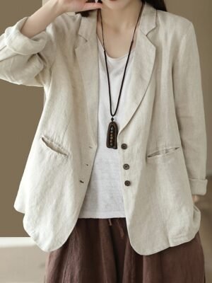 OL Style Regular Fit Solid Colour Long Sleeve Blazer - Image 10