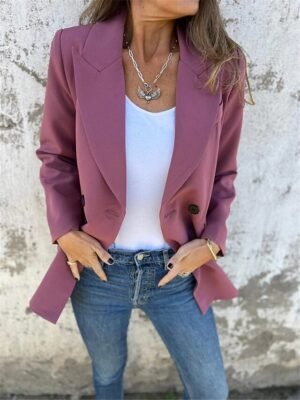 OL Style Regular Fit Solid Colour Long Sleeve Blazer - Image 7
