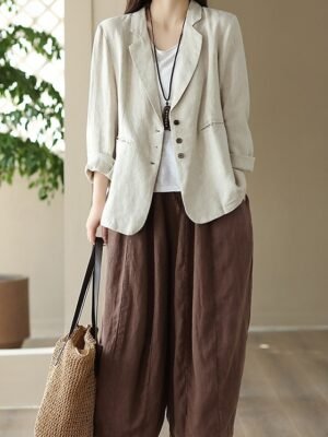 OL Style Regular Fit Solid Colour Long Sleeve Blazer - Image 8
